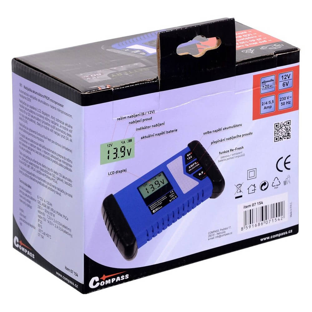 Compass Nabíječka PROFI microprocesor 6/12V PB/GEL/AGM, 07154