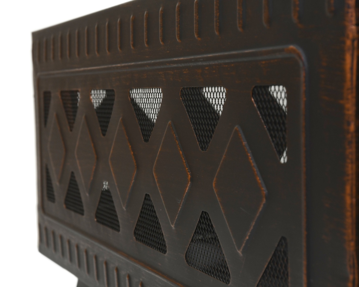 Ohniště 63x63 cm, Square copper, patina s poklopem + rošt Cattara 13009, čtvercové