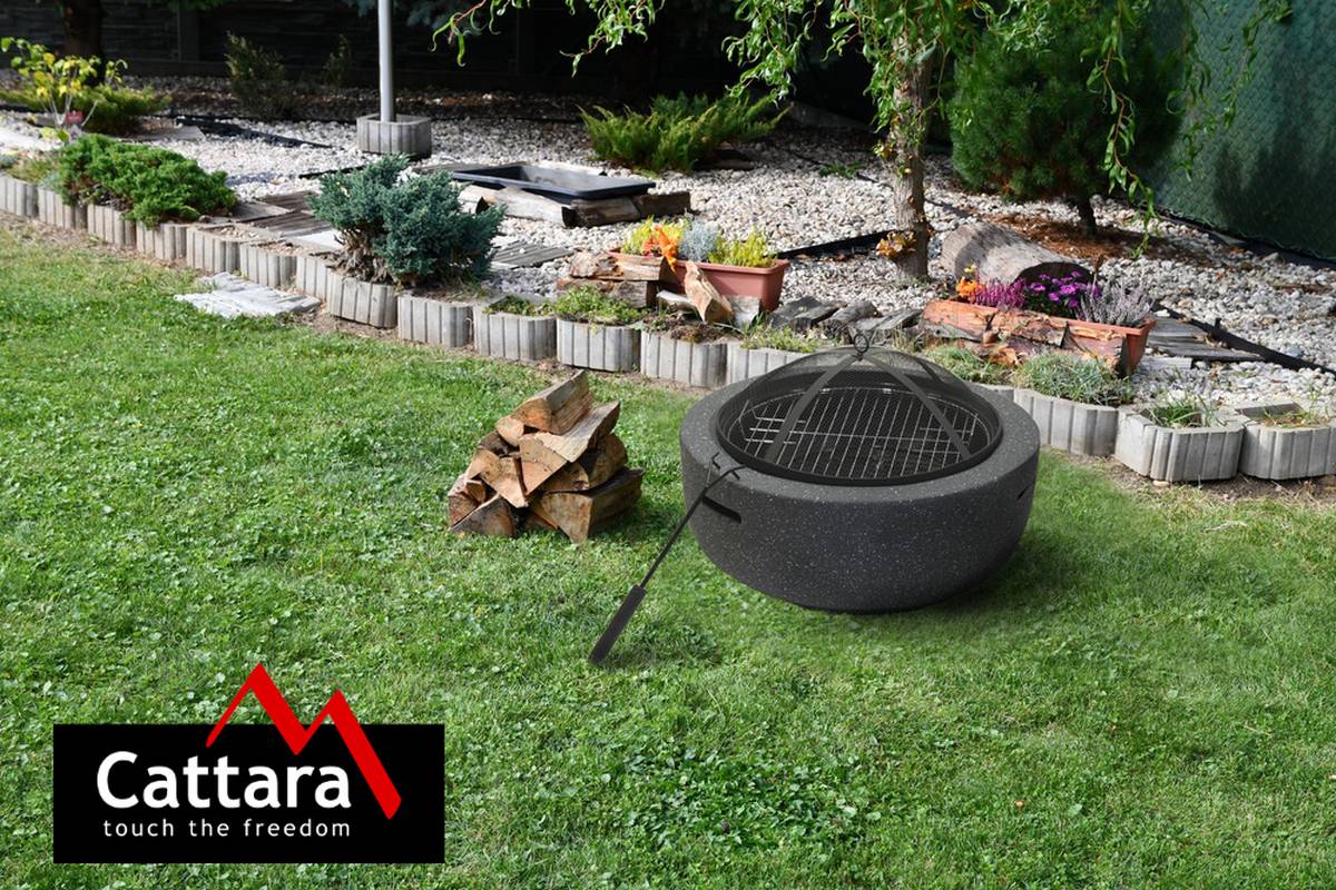 Cattara Ohniště 60 cm LA PALMA šedé MgO 13013 z páleného kamene s grilem