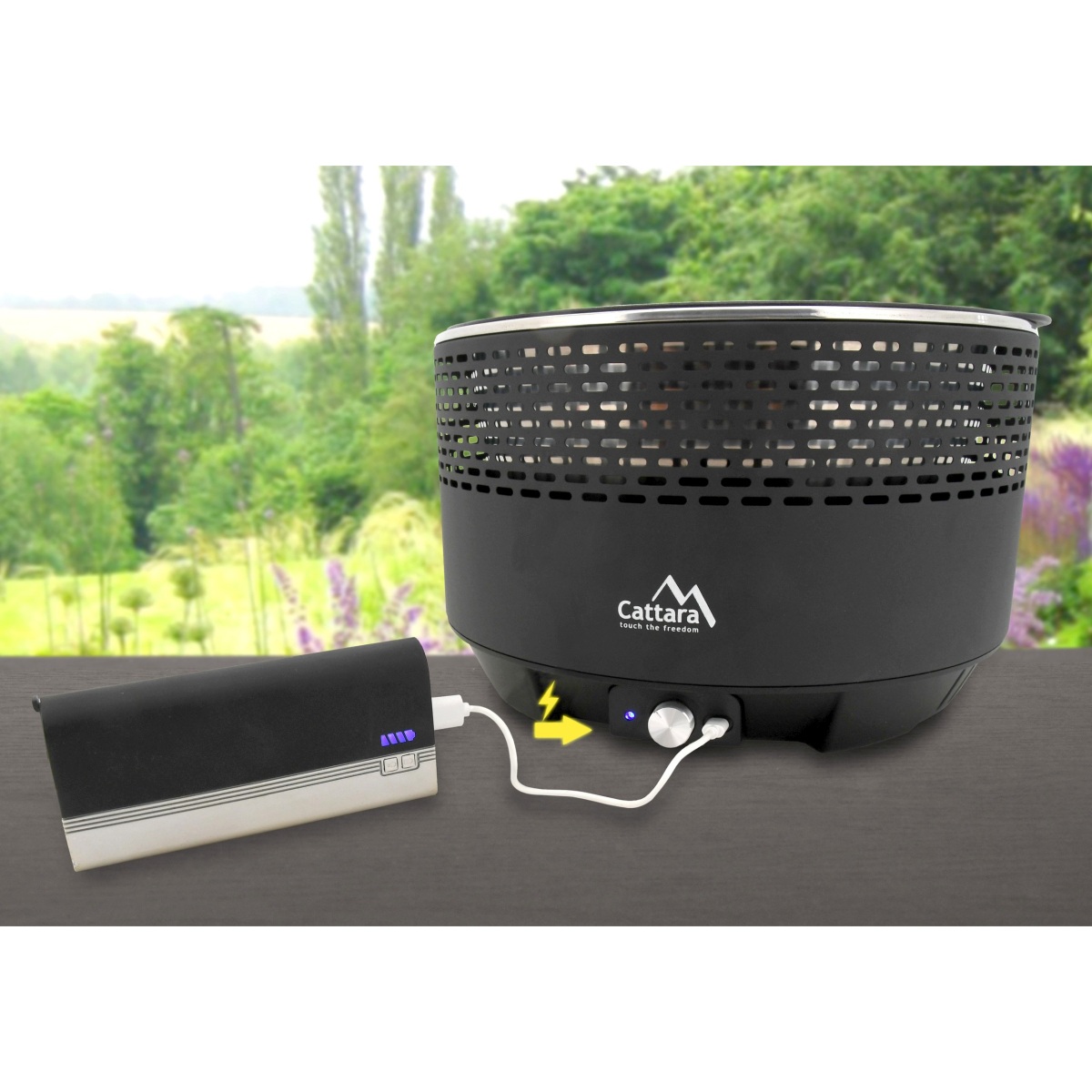 Stolní gril Keg 30 cm na dřevěné uhlí Cattara 13031 + větrák