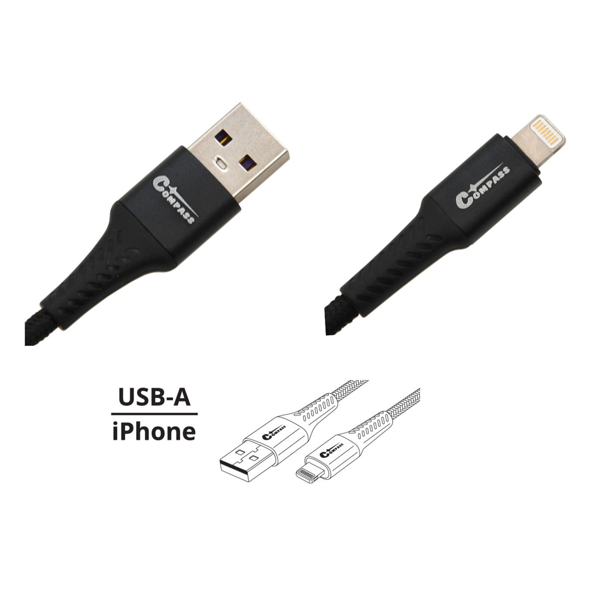 Datový a nabíjecí kabel SPEED USB-A / iPhone 480 Mb/s 1,5m Compass 07708