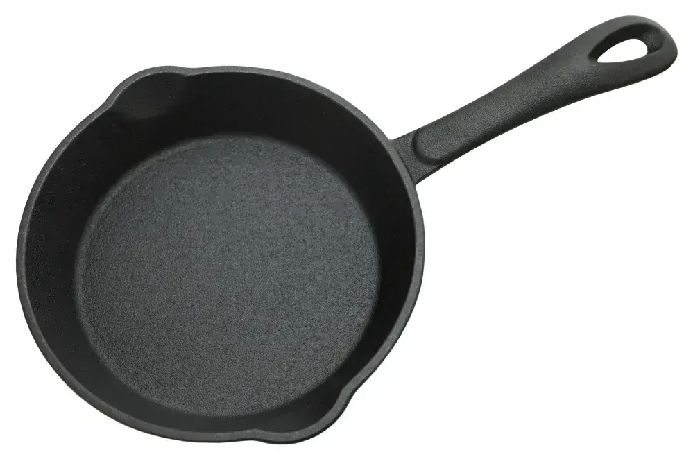 Cattara Grilovací pánev s držadlem LITINA 16 cm, 13059 hladká s výlevkami Mini