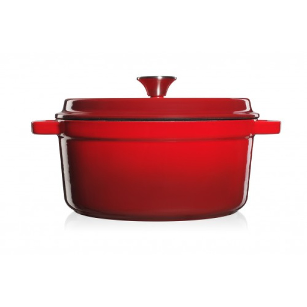 Hrnec s víkem litina, smalt 4,7l, 26cm červený Grand feu FEURED