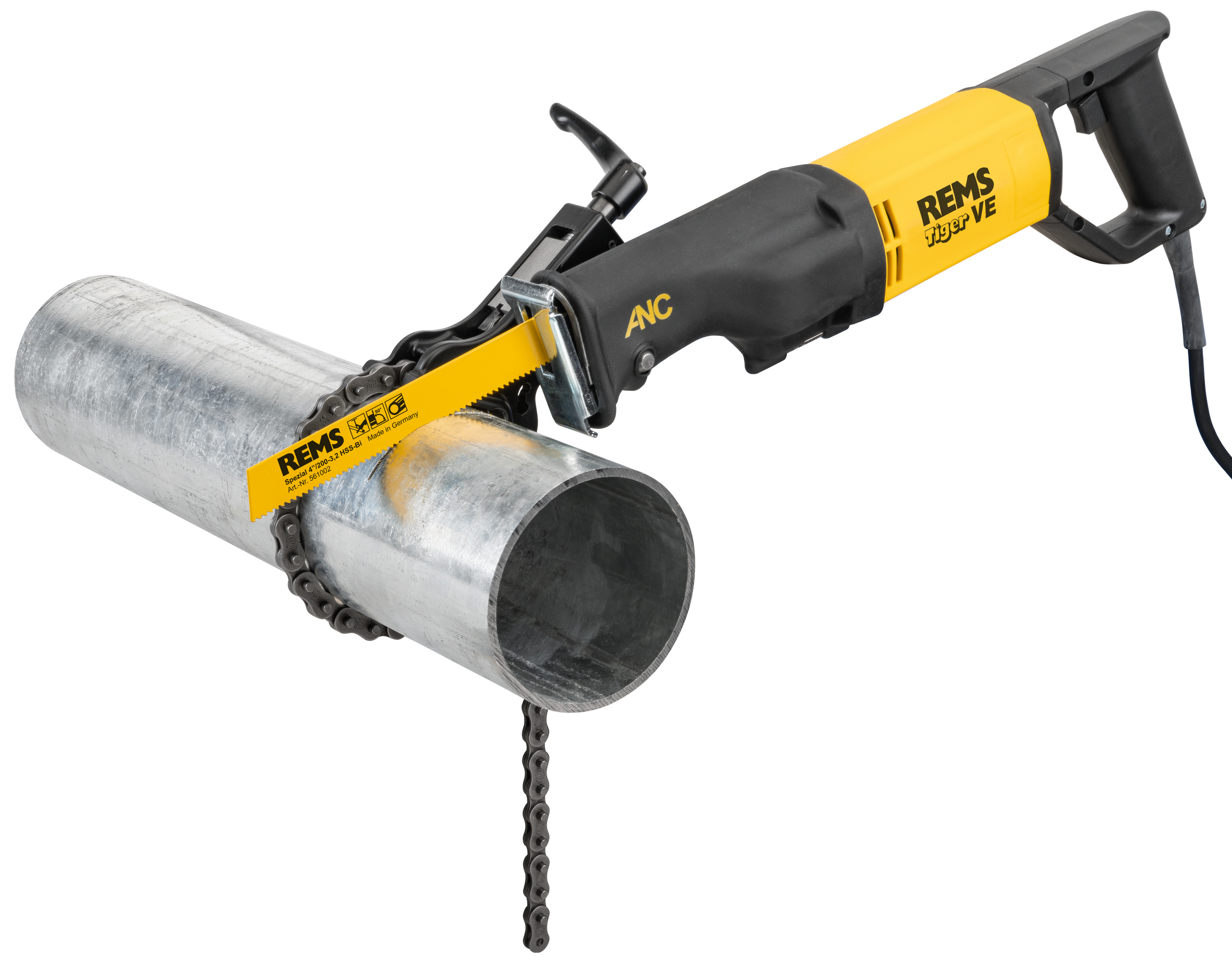 REMS Tiger Set K Elektrická šavlová pila na trubky + řetězový vodící držák 6" 560021