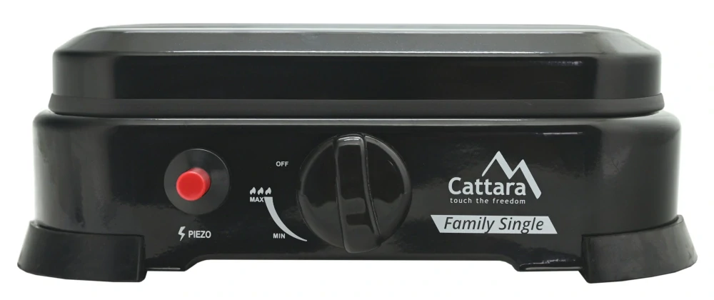 Cattara Plynový vařič 2,2 kW Traveler FAMILY SINGLE, 13595 černý + víko, piezo, 30 mbar, 1 hořák AOTE-6001