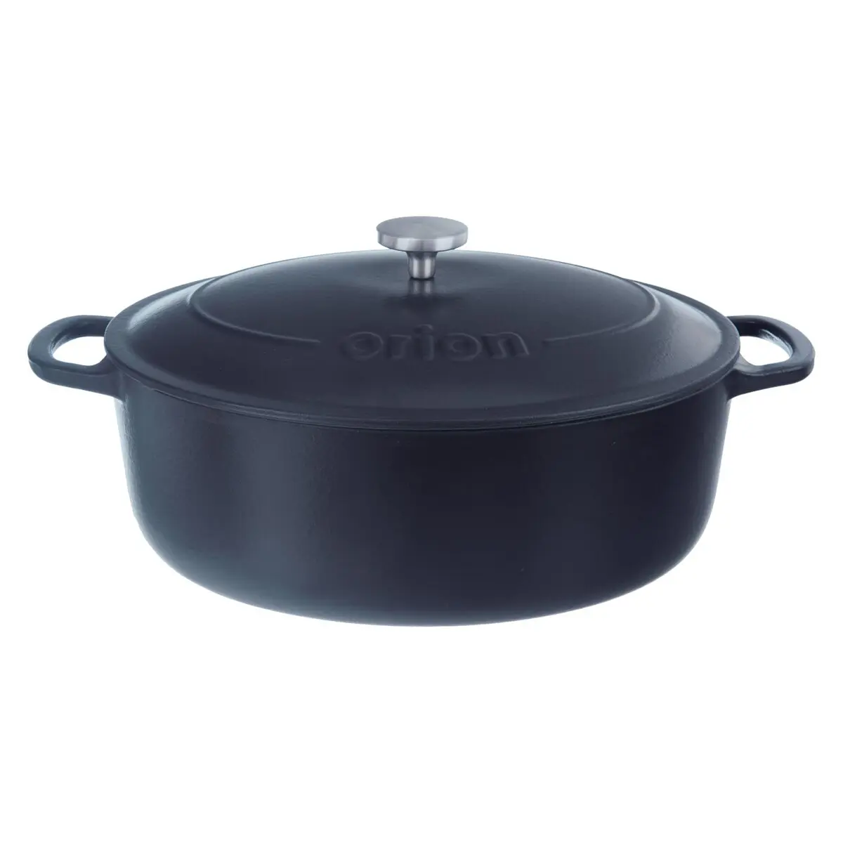 Orion Pekáč s poklopem litina smalt 42x27 cm, 127037 oválný, modro-šedý, nerez úchop