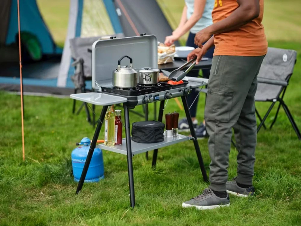 Campingaz CK2 Multi-Cook Plus plynový vařič + gril, 2213260, 3 hořáky 4,5 kW, stojan