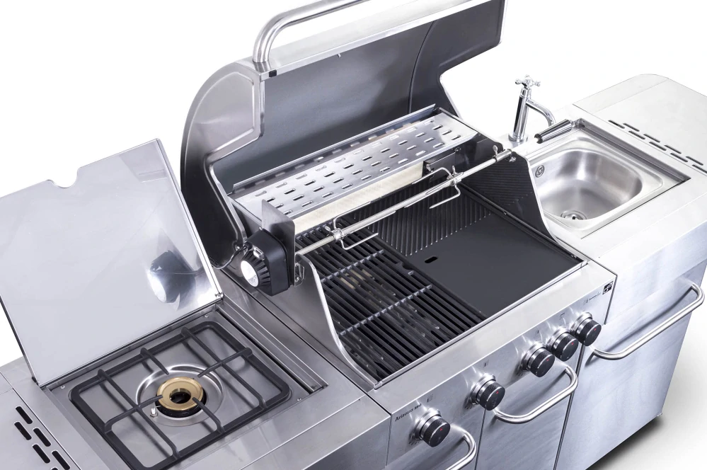 G21 Plynový gril Arizona, BBQ zahradní kuchyně Premium Line 6390330, 6 hořáků, jehla, dřez, skříňky
