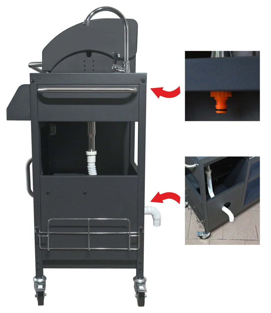 Cattara Gril plynový IBIZA 14103, 12,8 kW, 4 hořáky, s umyvadlem, skříňkou, plocha 63x40cm