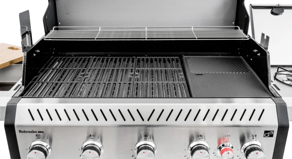 Plynový gril G21 Nebraska BBQ Premium line, 6 hořáků, 21 kW nerezový, 6390309 + vařič