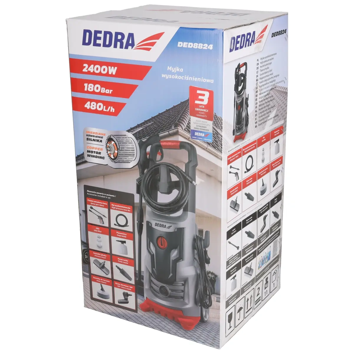 Dedra Vysokotlaký čistič, zahradní myčka DED8824, 230V, 2400W 120/180Bar, 480l/h