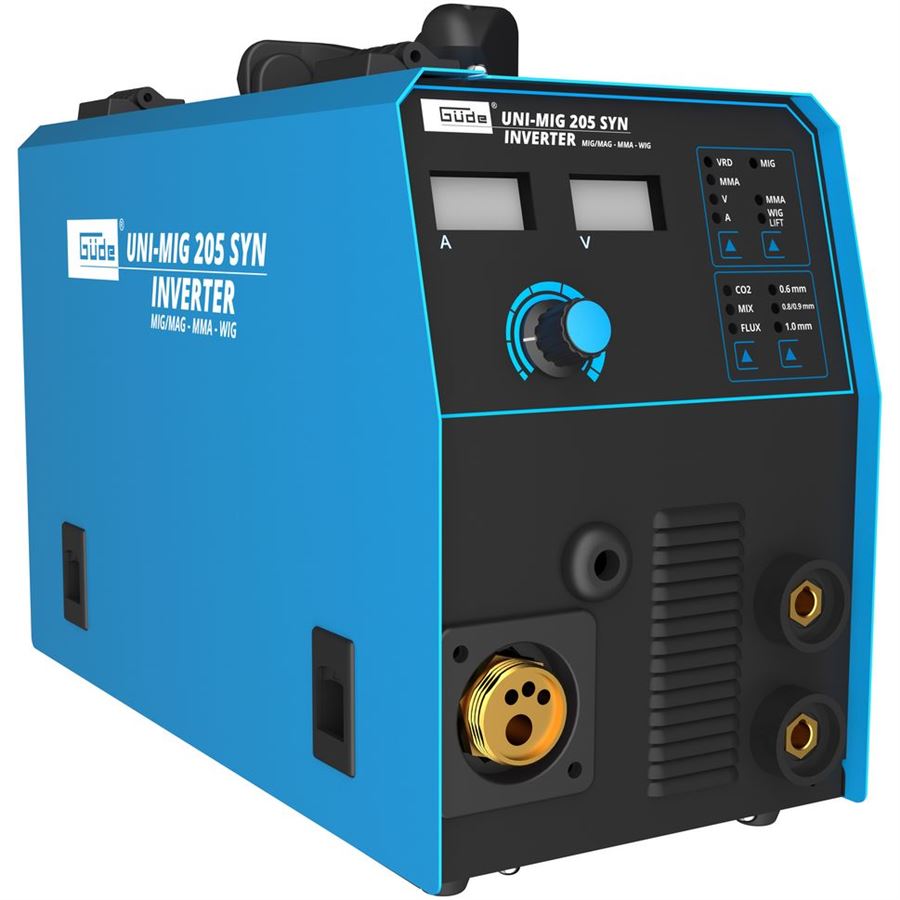 Güde Invertorová svářečka UNI-MIG 205 SYN, 20083 MMA, FCAW, MIG/MAG, WIG + ventil, štít, kabely