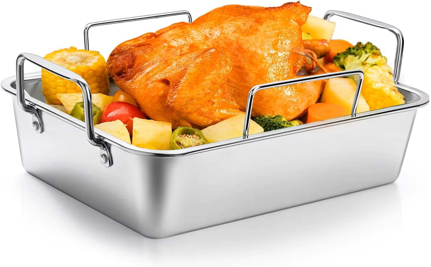 UG Grill Nerezový plech na pečení s mřížkou a roštem 44x29x10cm, DP-402