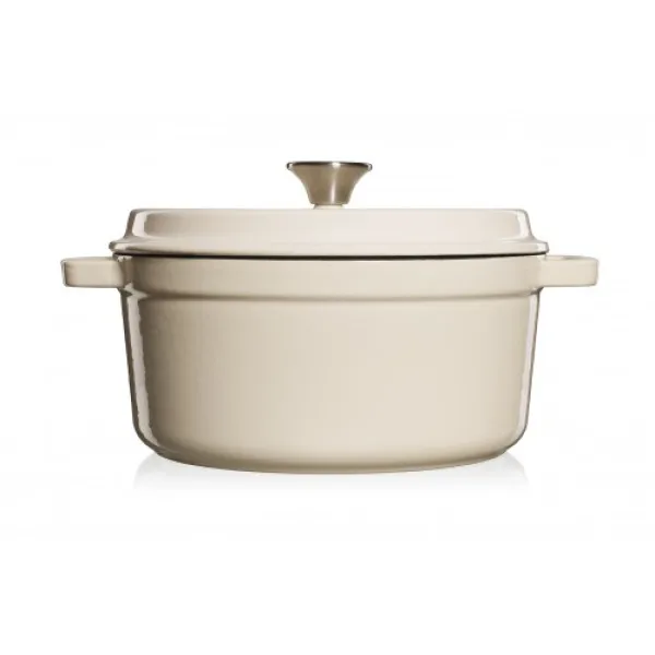 Hrnec s víkem litina, smalt 3,5l, 24 cm bílý-béžový Grand feu FEUMWHITE