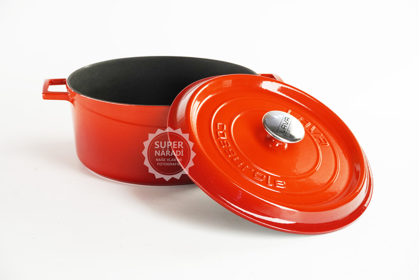 Litinový hrnec kulatý 28 cm, smaltovaný, červený LAVA Metal LVYTC28K2R