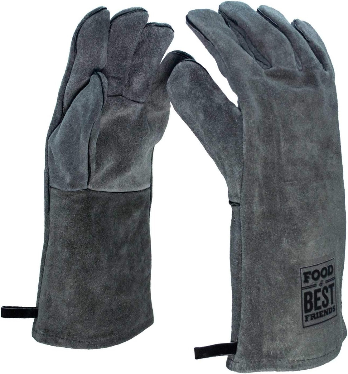 Kožené grilovací rukavice šedé vel. 10 BBQ - pár, Food & Best Friends 501736P10 kůže, 36 cm
