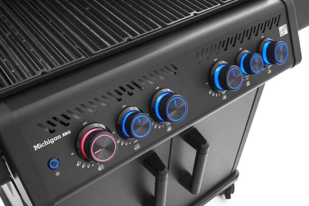 G21 Plynový gril 21kW Michigan BBQ Premium Line, 6 hořáků 6390312, černý, skříňový, 230V jehla
