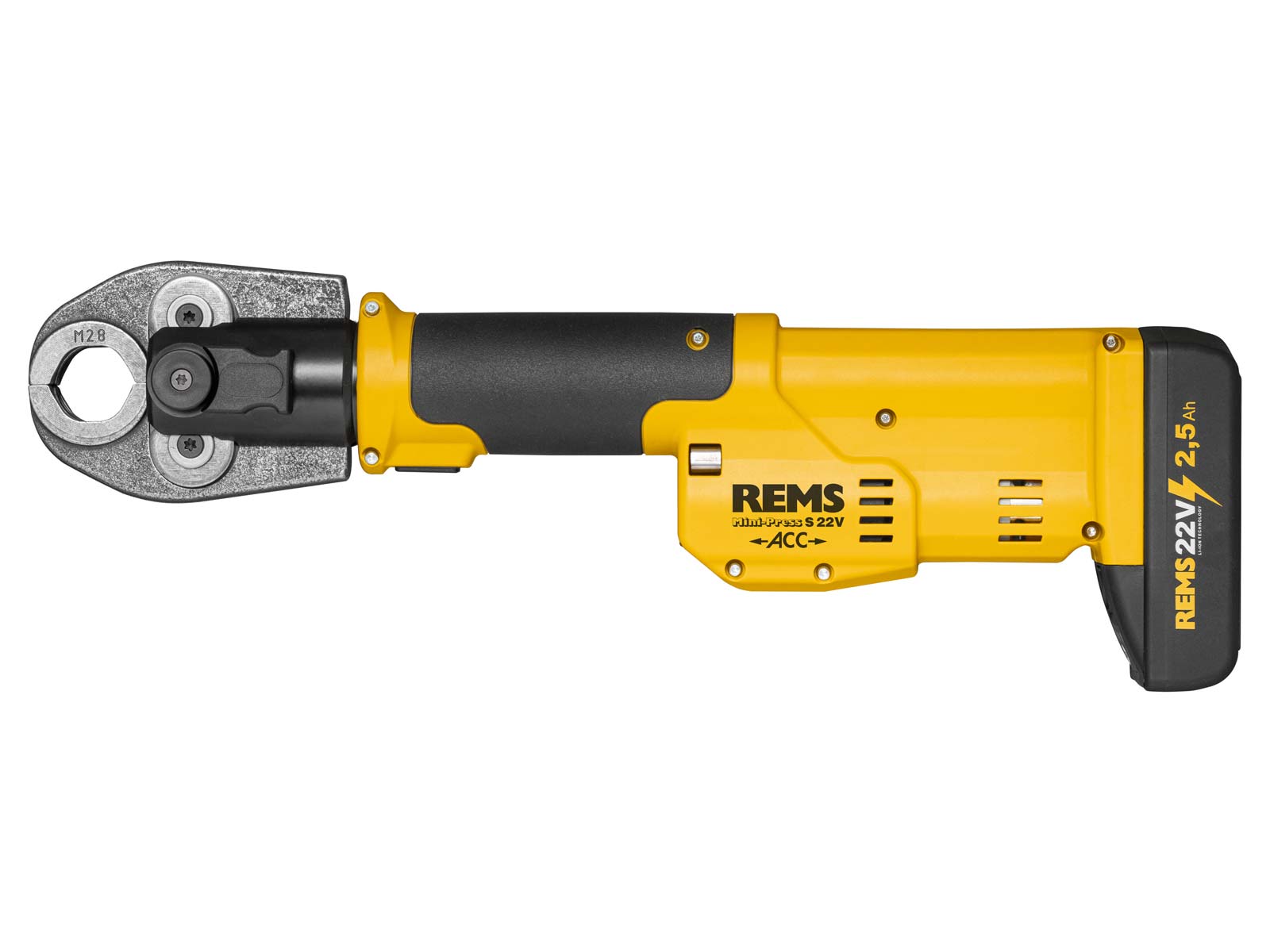 REMS Mini-Press S 22V ACC Set aku lis 22kN s čelistmi TH 16-20-26, kufr L-Boxx 578041, na podlahovku