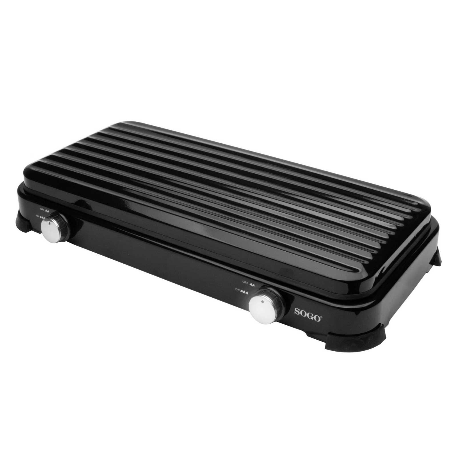 Plynový vařič Sogo SS-10235 se 2 hořáky, 77777107 černý PB 30mbar, víko