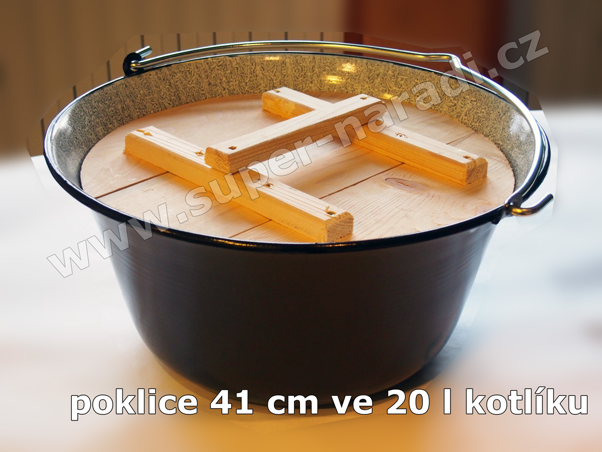 Dřevěná poklička 41 cm na kotlíky s madlem MGB