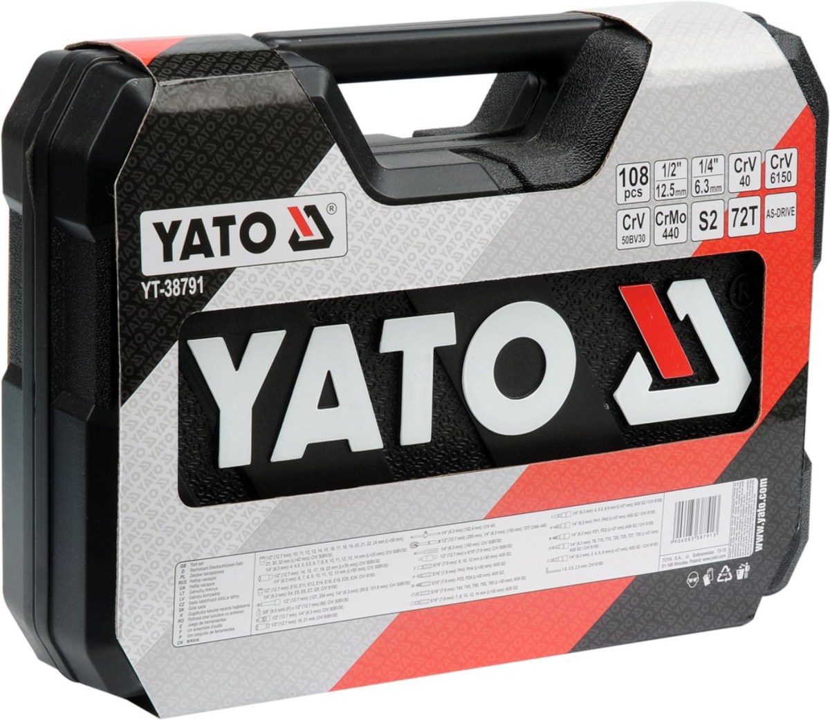 Yato Gola sada 1/2", 1/4" + příslušenství 108 ks, YT-38791