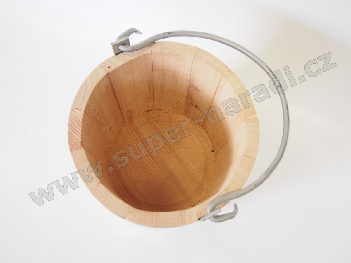 Dřevěný květináč - vědro 30x30, 12l s uchem a kováním, džber BDO modřínový