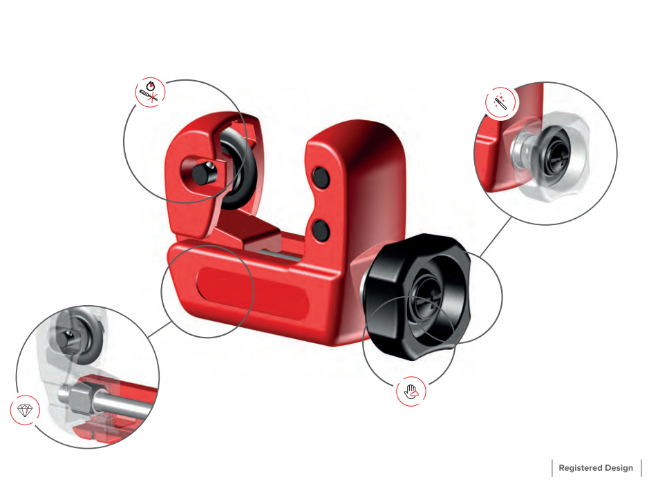 ZENTEN Ruční řezák trubek 3-30 mm Cu, Al, 2x kolečko 6430-3, Kompakt Plus