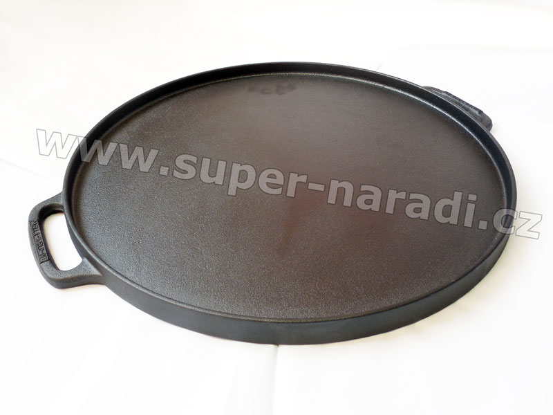 Grilovací plát kruhový 55 cm, litinový s madly, oboustranný PWI 5503