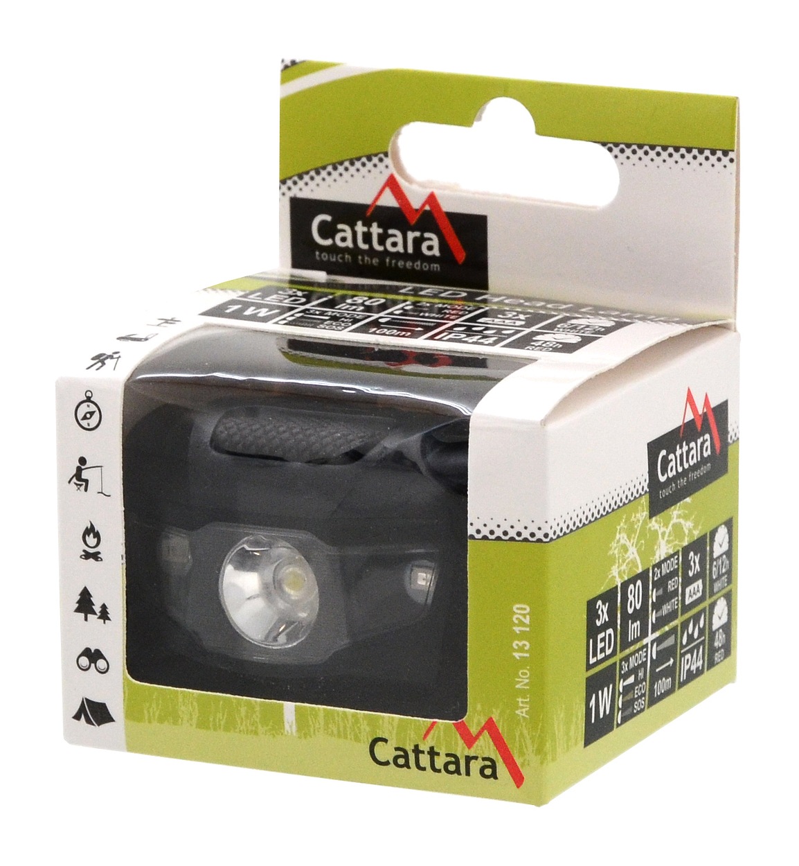 Čelovka LED 80lm černá Cattara 13120