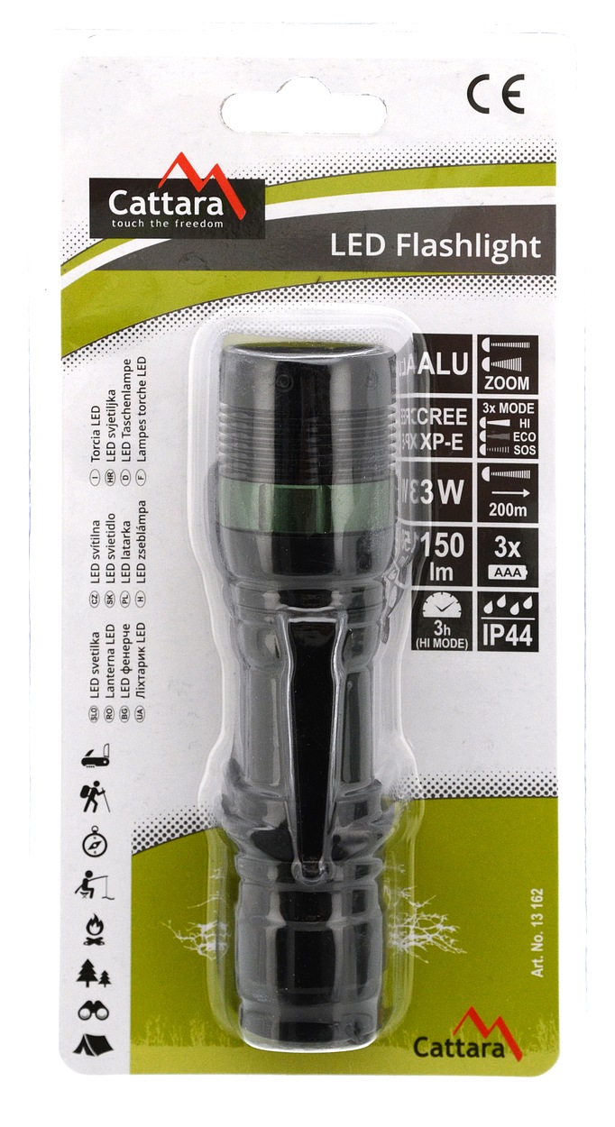 Svítilna kapesní LED 150lm ZOOM 3 funkce Cattara 13162
