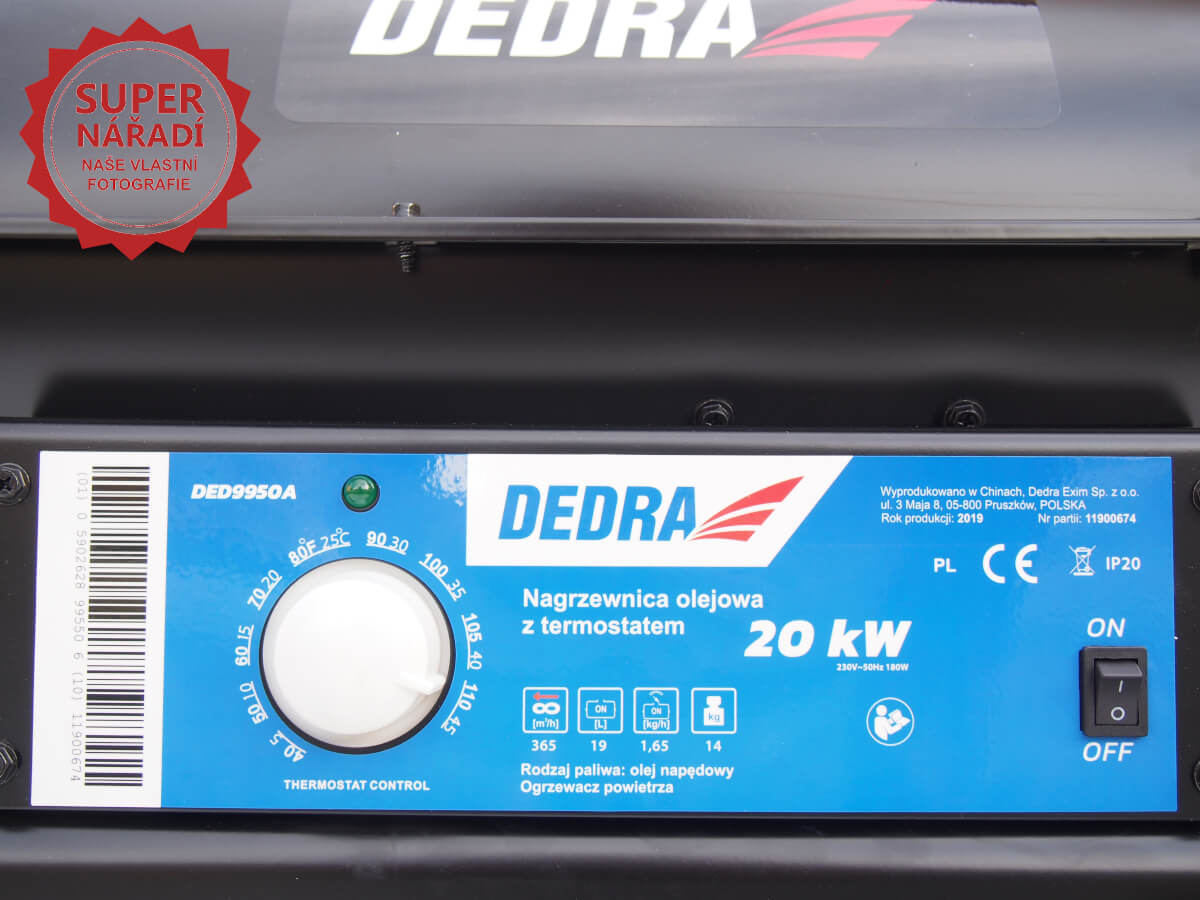 Dedra naftové topidlo 20 kW s regulací teploty DED9950A černé