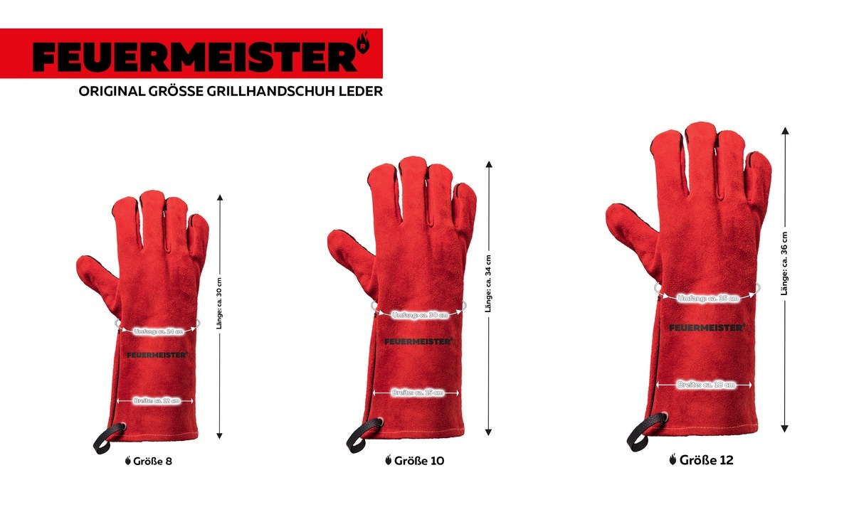 Kožené grilovací rukavice vel. 10 BBQ Premium pár Feuermeister 50173615B červené