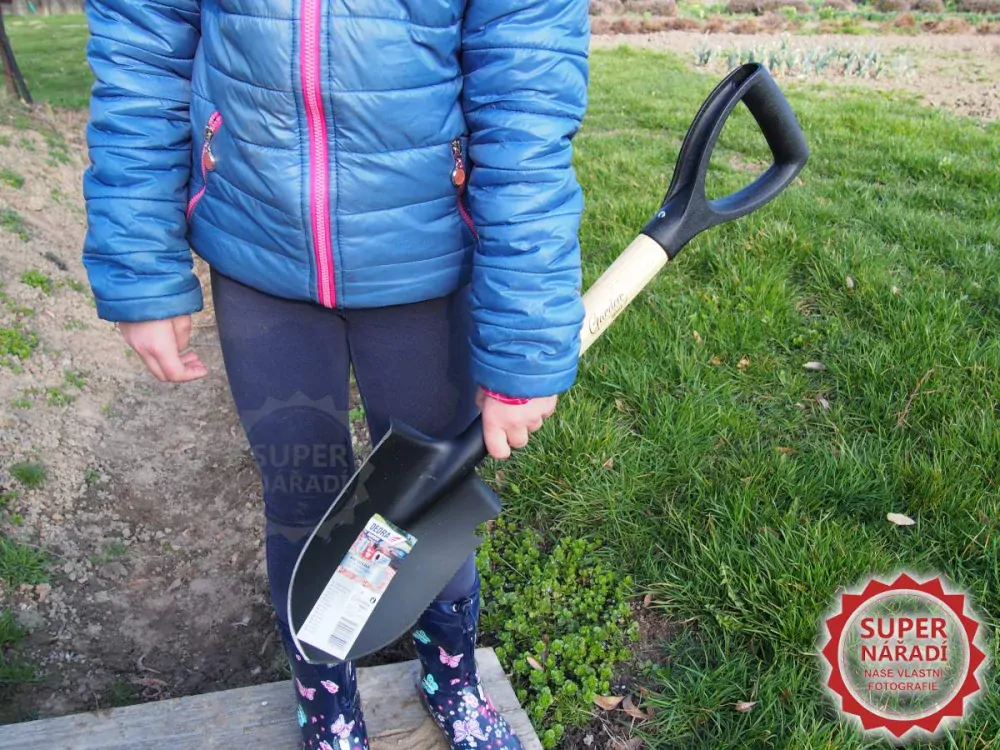 Mini rýč - lopatka 68 cm Dedra 80C001 s dřevěnou násadou, špičatý
