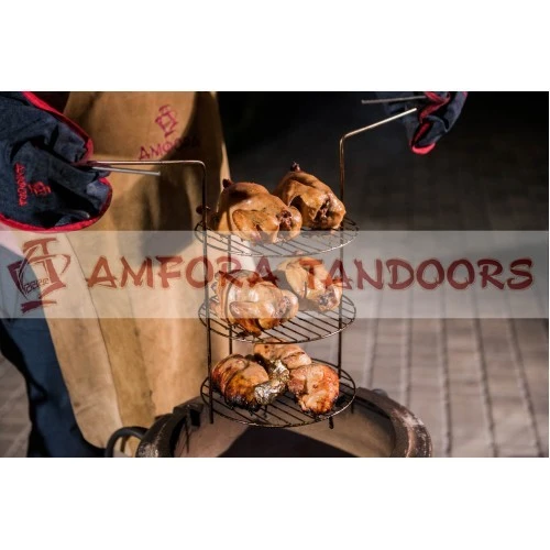 3-patrový grilovací rošt 22 cm, nerez Amfora Tandoors 000696 do keramické pece GTM3