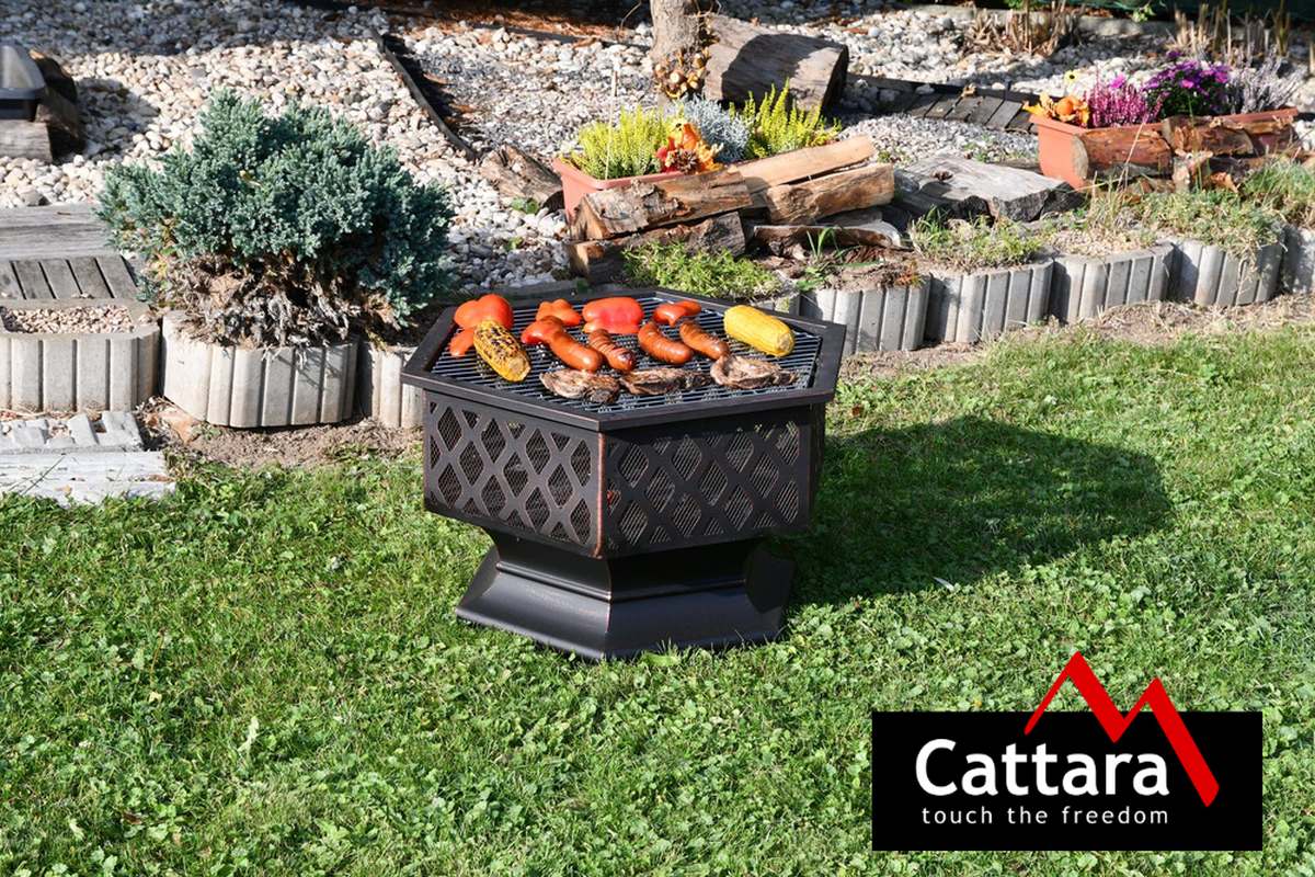 Cattara ohniště Hexagon 13008, 60x70 cm copper patina s poklopem + gril rošt, 6 úhelník
