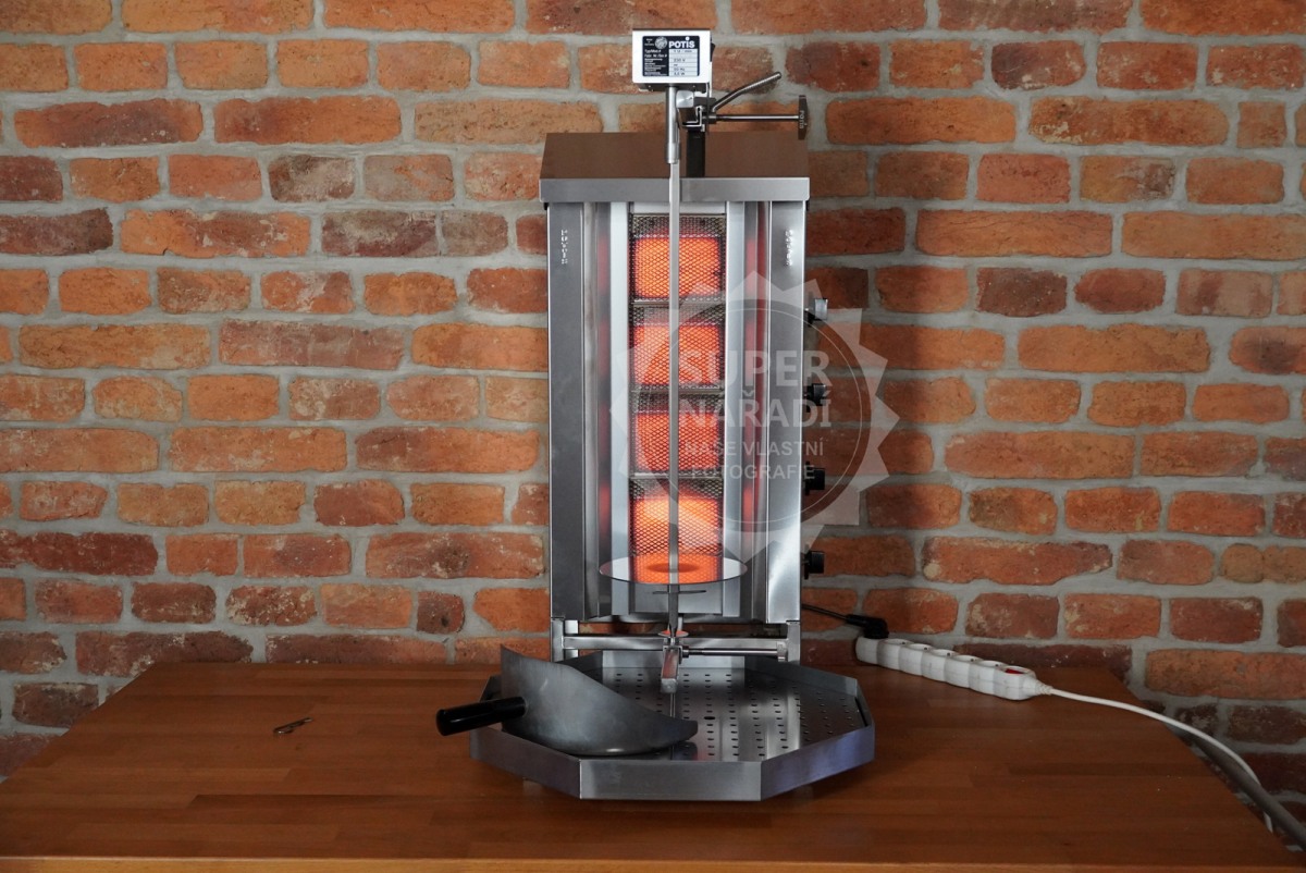 Gyros gril Potis G2/S plynový na kebab do 30 Kg masa, 4 hořáky PB/ZP, 7230170