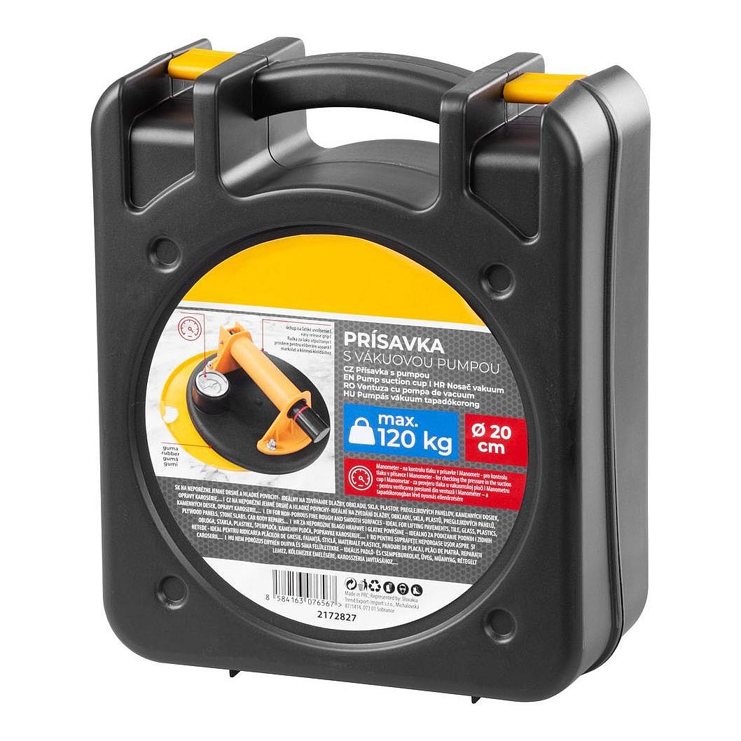 Držák, nosič na dlažbu 200mm s manometrem, 1 přísavka do 120kg, Strend Pro 2172827