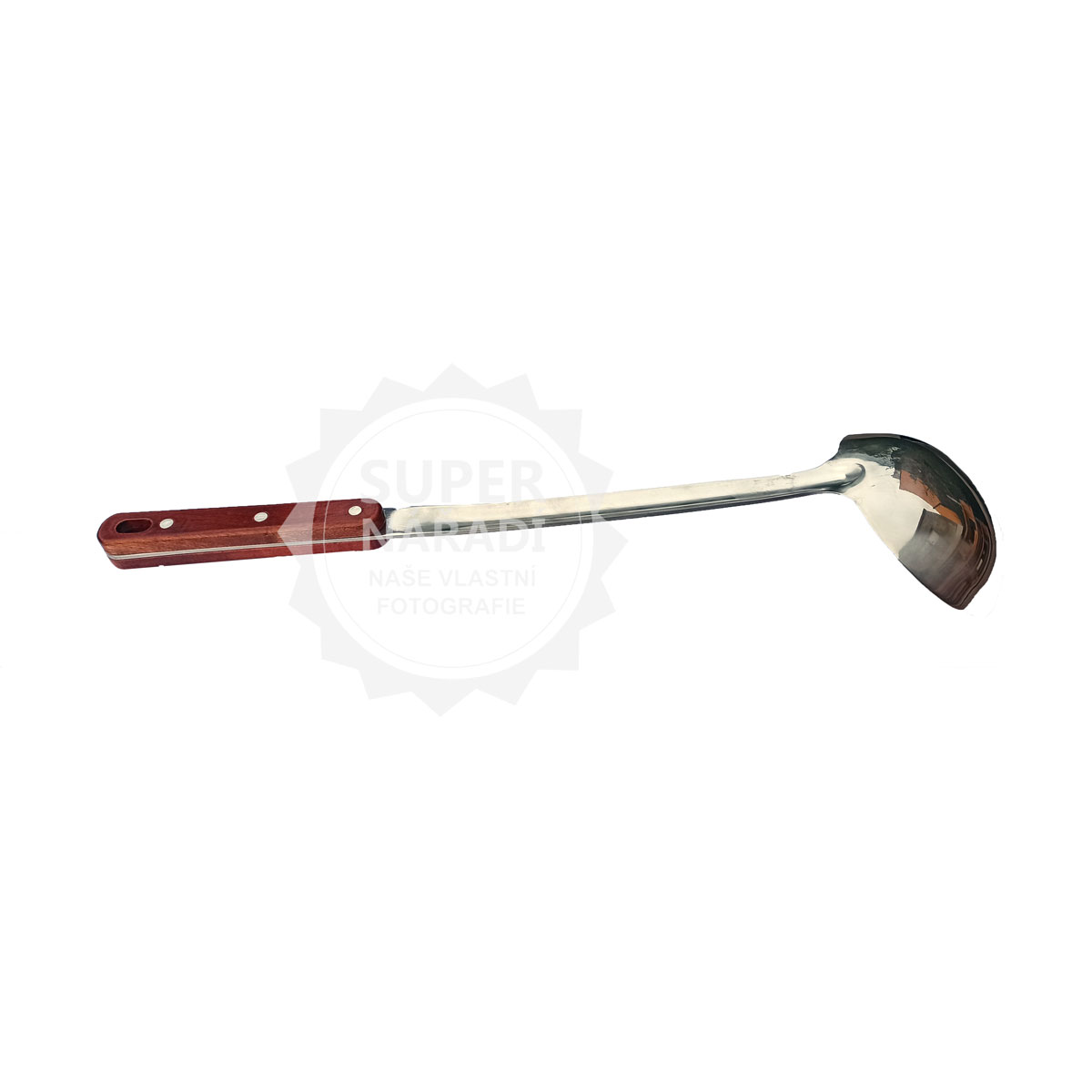Nerezová naběračka 43 cm, 0,16l lžíce 11 cm, IE470 se vzorem, dřevěné madlo KZT chochla