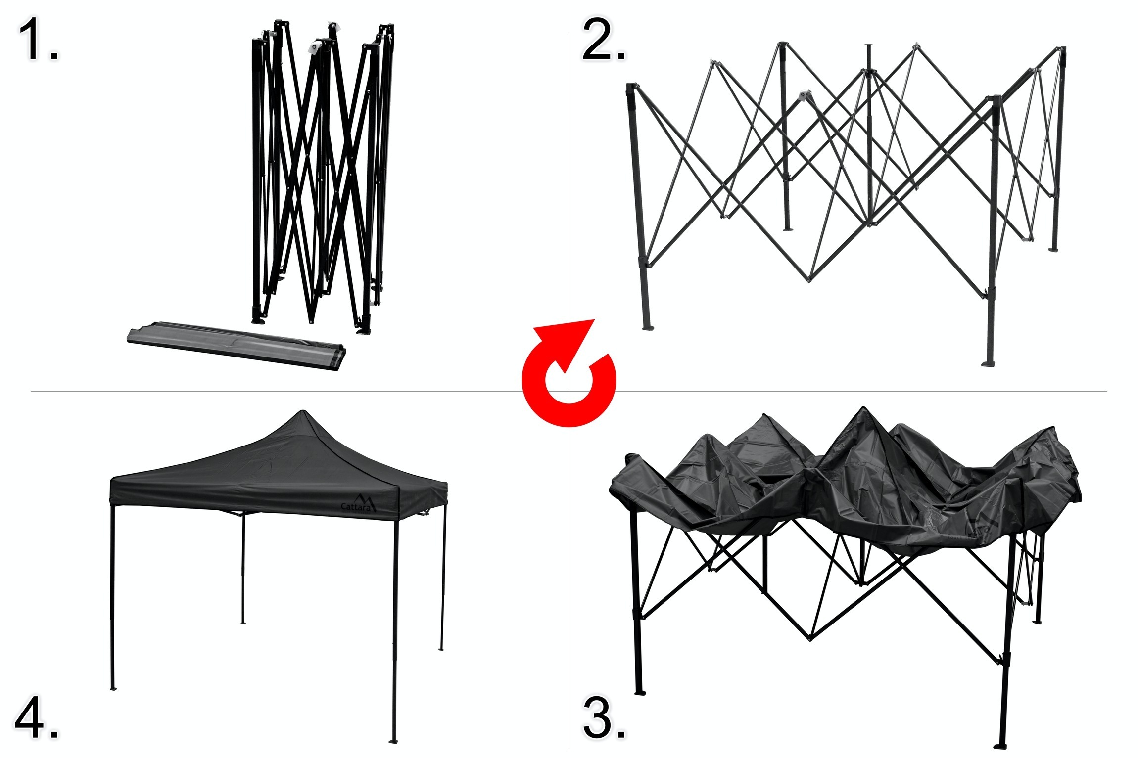 Cattara Párty stan nůžkový 3x3m šedý WATERPROOF 600D, 13342