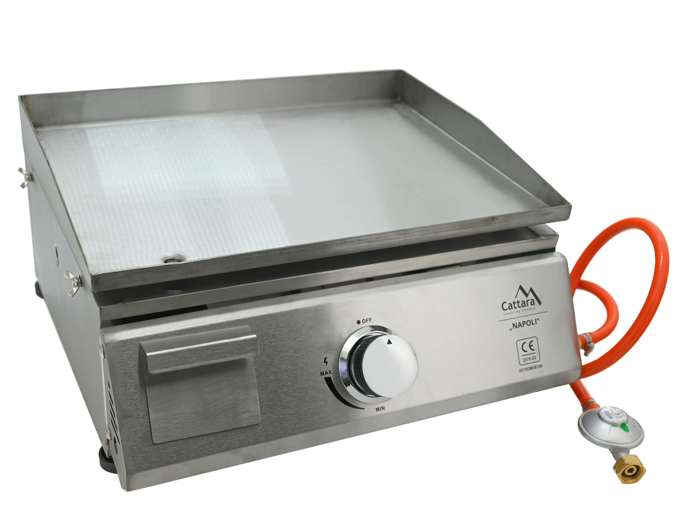 Cattara Gril plynový NAPOLI stolní 4,8 kW nerezový 14101 + pizza pec + grilovací deska, polo-vestavný