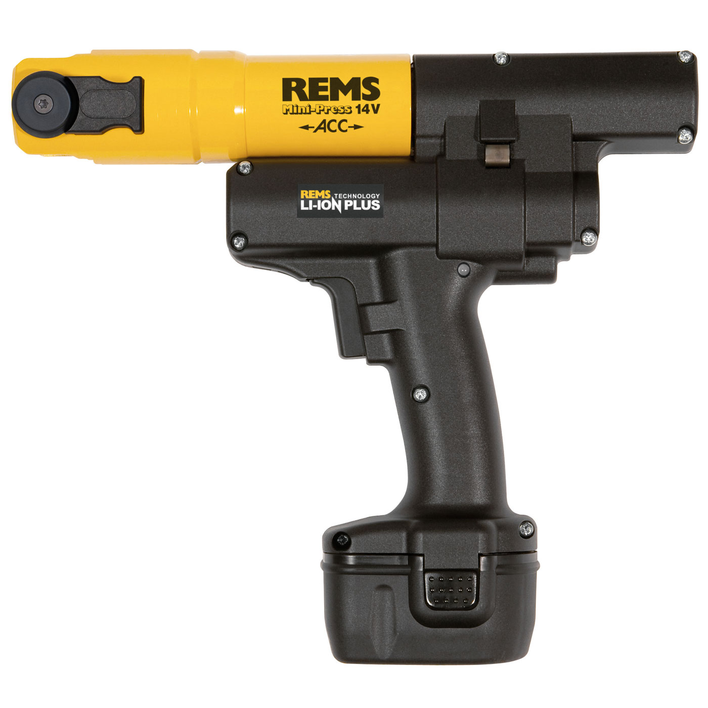 REMS Mini-Press 14,4V 22kN ACC 578019, lisovačka na trubky SET 3 čelisti TH 16+20+26 L-Boxx + Aku 2,5Ah, nabíječka