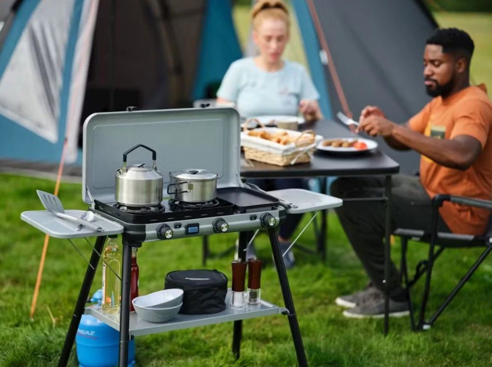 Campingaz CK2 Multi-Cook Plus plynový vařič + gril, 2213260, 3 hořáky 4,5 kW, stojan