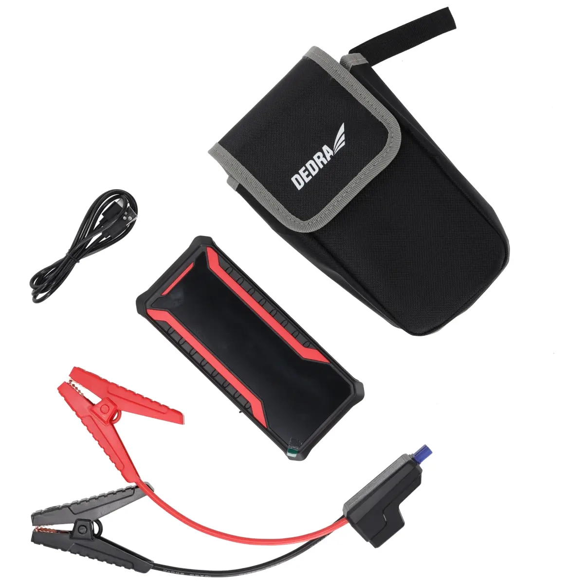 Dedra powerbanka 12000mAh Li-Ion, LCD DEPP1201 funkce pomocného startu, svítilna, kabely