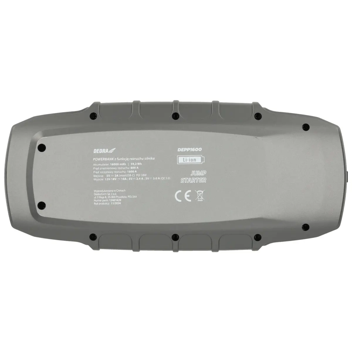 Dedra powerbanka 16000mAh LCD displej DEPP1600, pomocný start, svítilna
