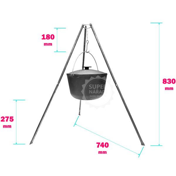 Kukmara skládací trojnožka ocelová 90cm, na kotlík, kazan nr.4, t041