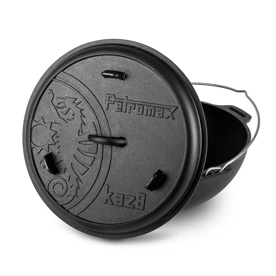 Petromax litinový kotlík, kazan 8 l, 39 cm s poklicí 700921, madlo, rovné dno