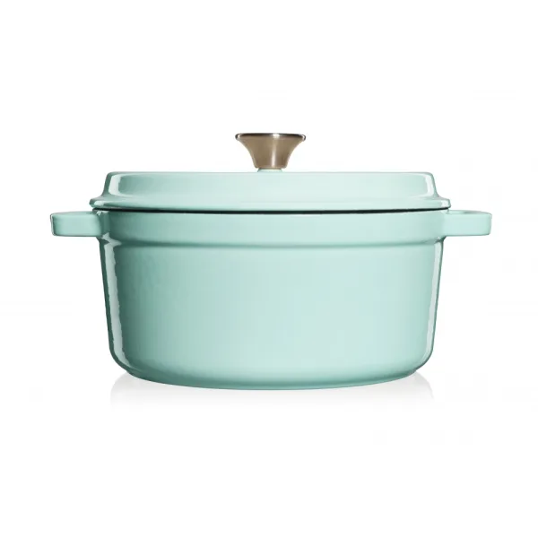 Hrnec s víkem litina, smalt 3,5l, 24 cm světle modrý Grand feu FEUMBLUE