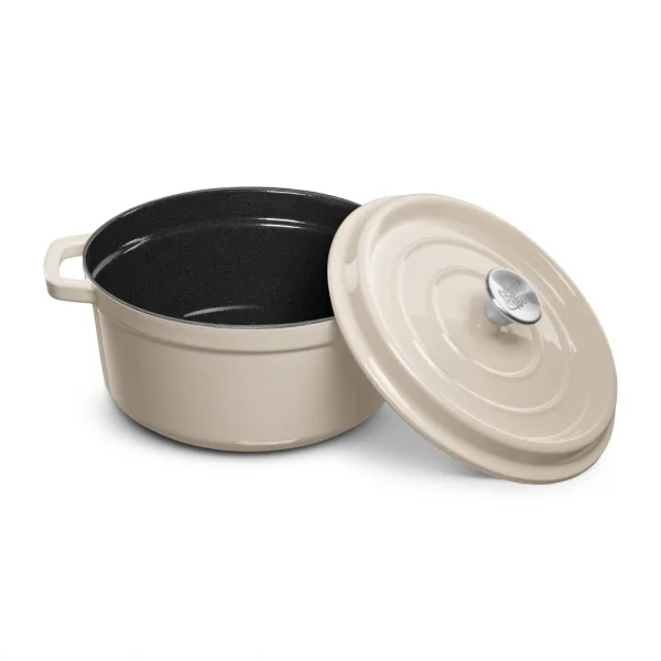 Hrnec s víkem litina, smalt 3,5l, 24 cm bílý-béžový Grand feu FEUMWHITE