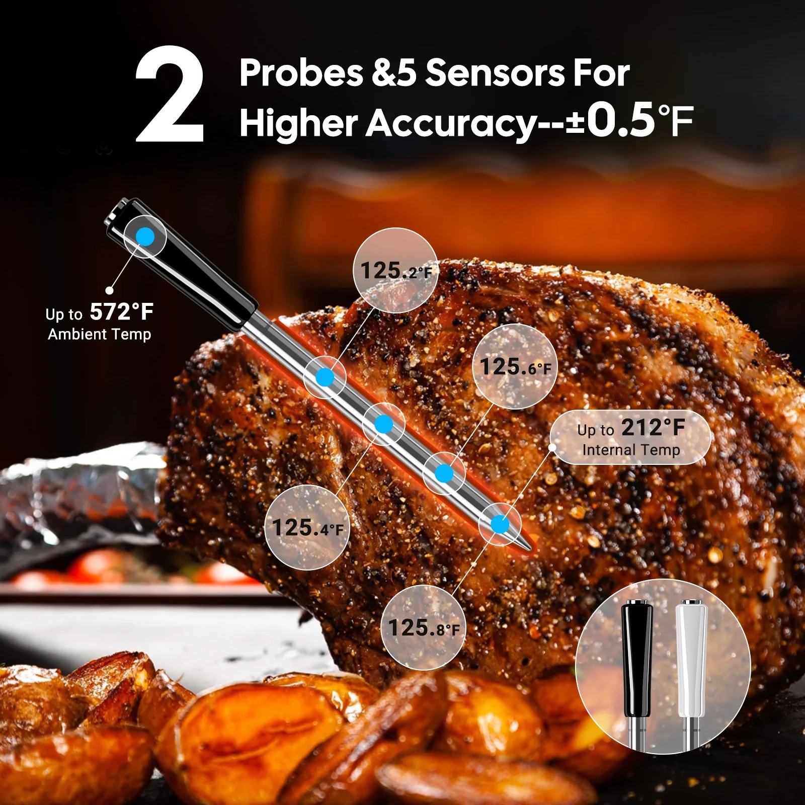 Inkbird bezdrátový teploměr na maso 2 sondy Wifi-Bluetooth 300m INT-12E-BW Multisensor