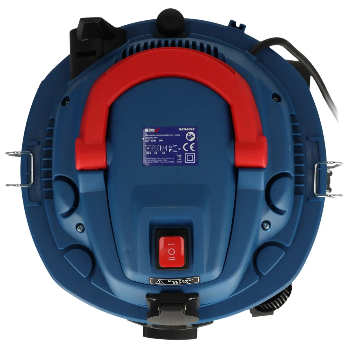 Dedra vysavač s mechanickým oklepem DED6615, 1600W, 30l, 21 kPa pro suché-mokré vysávání
